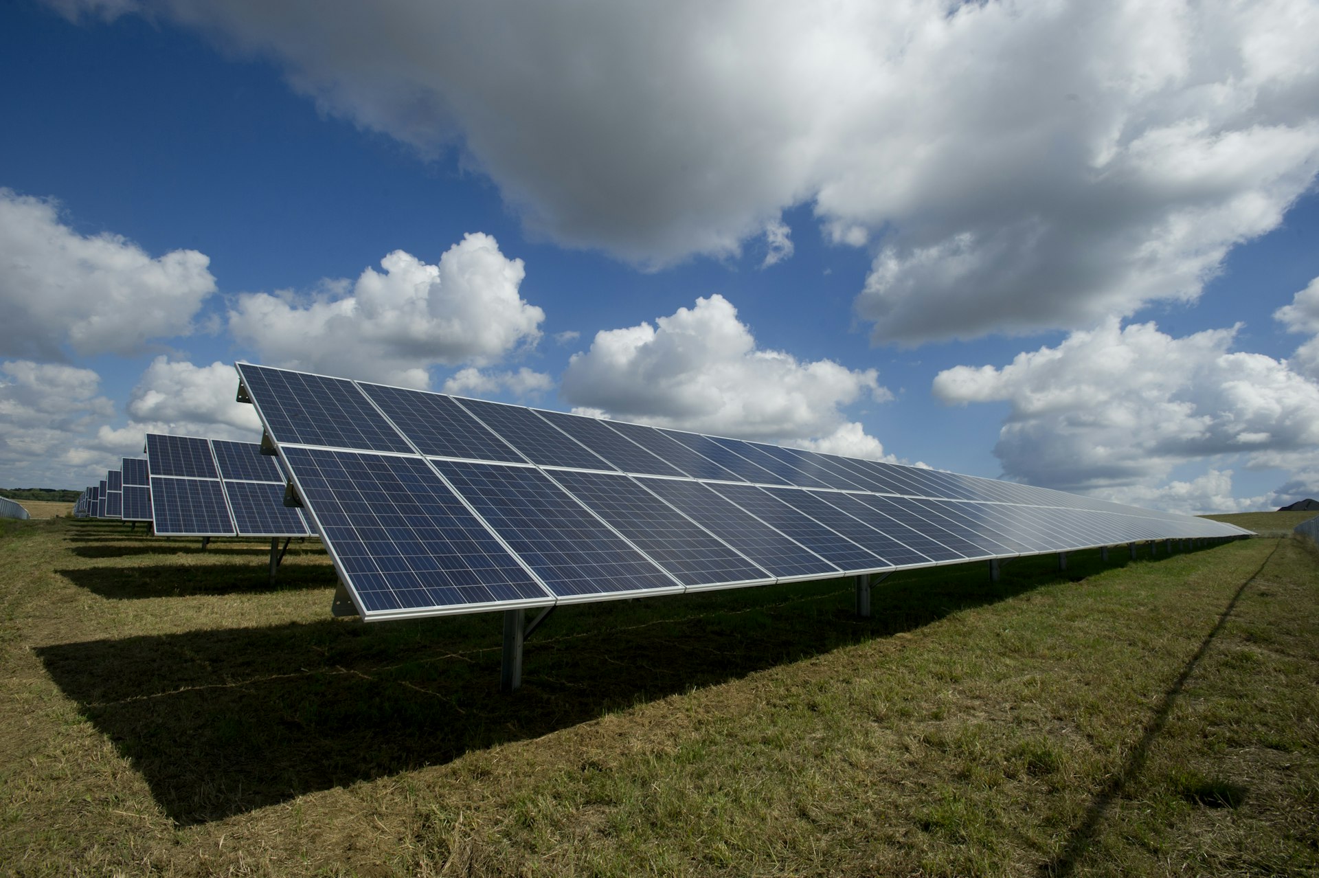 Solar panels on modern home